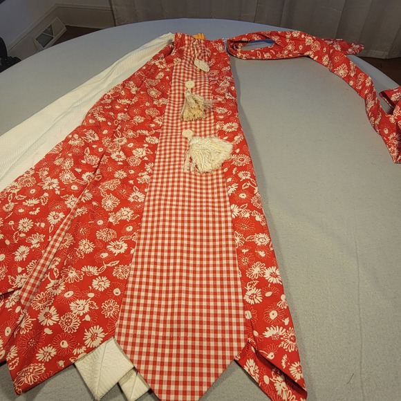 VTG Patchwork Apron Skirt Mark & Fore Small Gingham Floral Tassels Boho Cottage - Picture 4 of 10